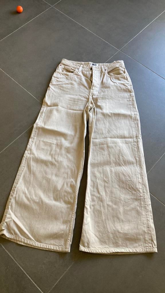 Ecru flared jeans (Mud jeans), Ophalen of Verzenden, Zo goed als nieuw, Beige, Lang