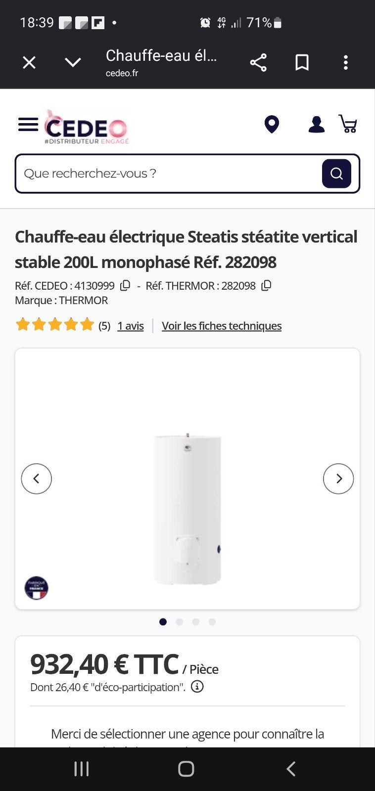 boiler thermor stéatis 200 litres neuf., Bricolage & Construction, Enlèvement