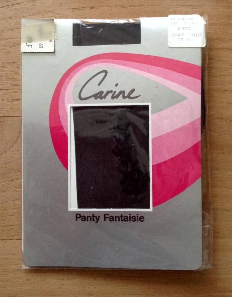 Collant fantaisie vintage Carine à motifs floraux – T.L–Noir, Neuf, Enlèvement ou Envoi, Taille 44/46 (L), Panty