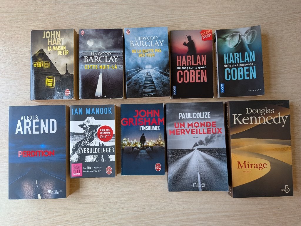 Lot de 10 thrillers et romans policiers, Livres, Enlèvement, Utilisé
