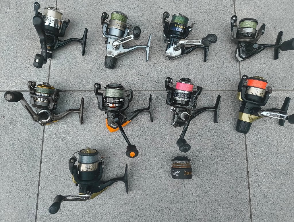 Partij van 10 Vismolens - Shimano, Okuma, Crivit, Montana, Sports nautiques & Bateaux, Enlèvement, Utilisé, Moulinet