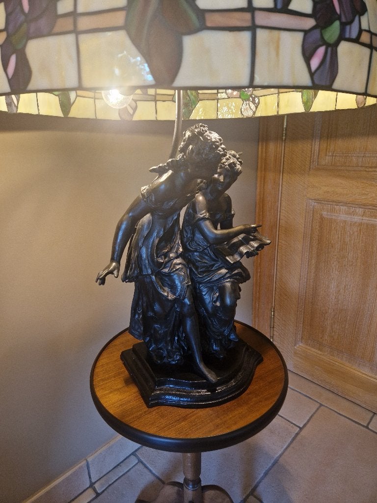Bronzen lampvoet van Mathurin MOREAU met Tiffany Lampkap, Antiek en Kunst, Curiosa en Brocante, Ophalen of Verzenden
