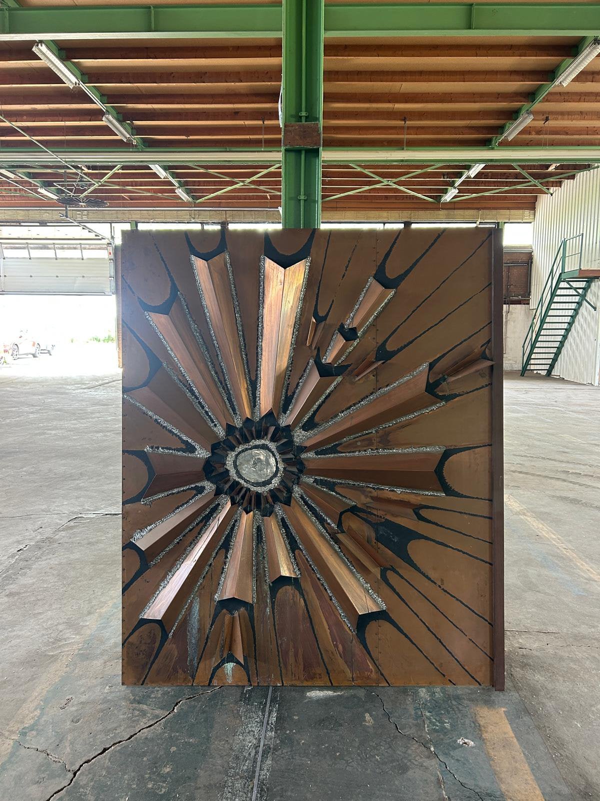 XL groot brutalist wandsculptuur kunstwerk van koper 147x178, Ophalen, Koper