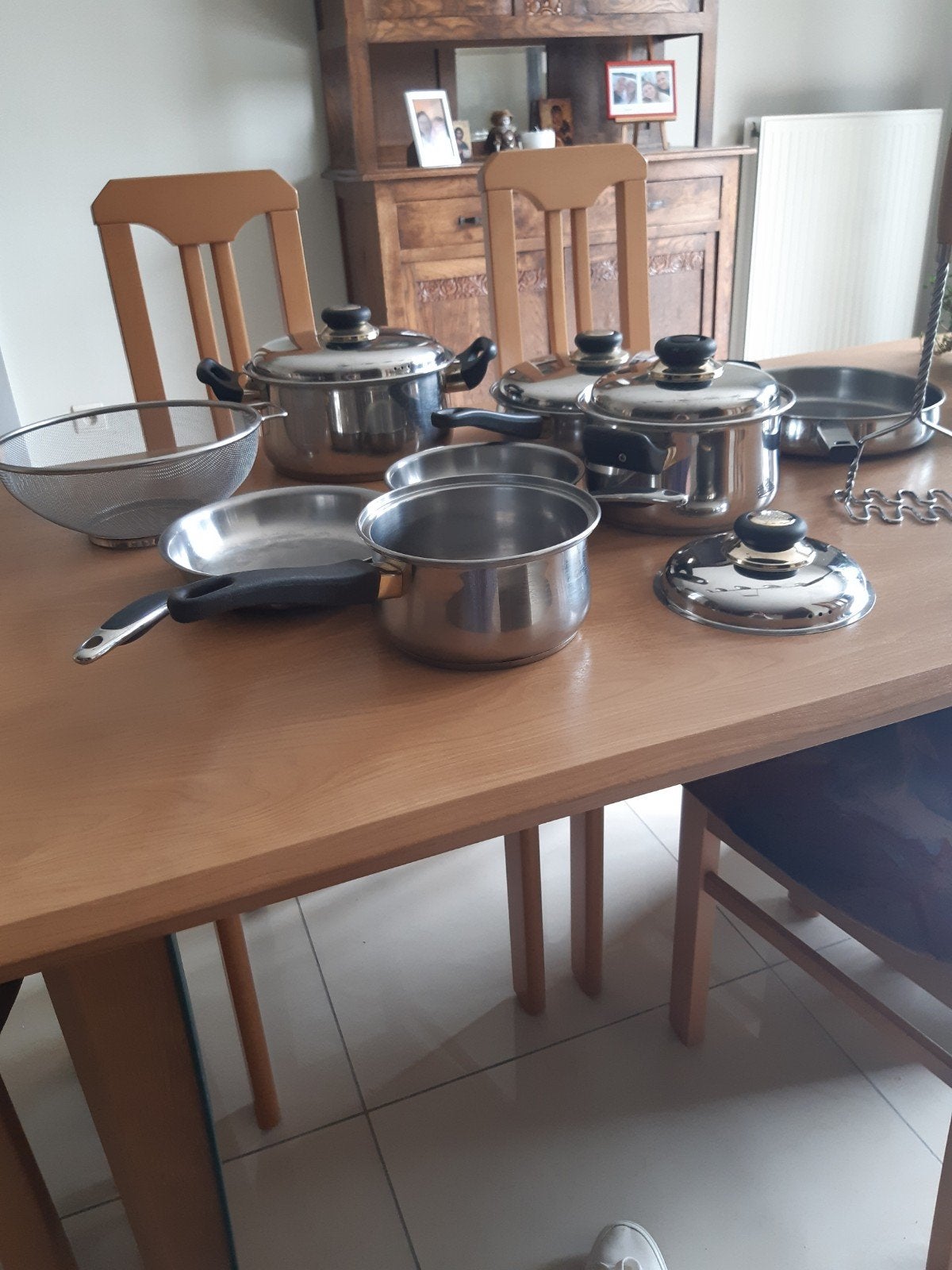 Casseroles, passoire et pilon. Acier inoxydable., Enlèvement, Inox