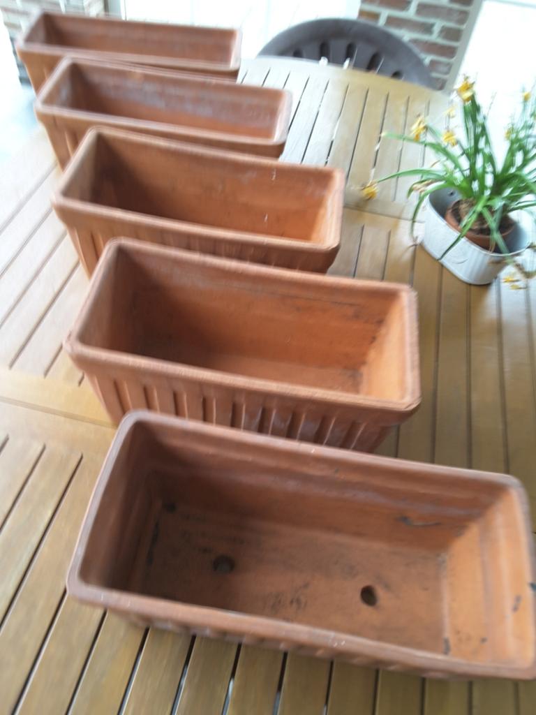 5 zware terracotta plantenbakken x40 cm, Tuin en Terras, Ophalen, Zo goed als nieuw, Tuin
