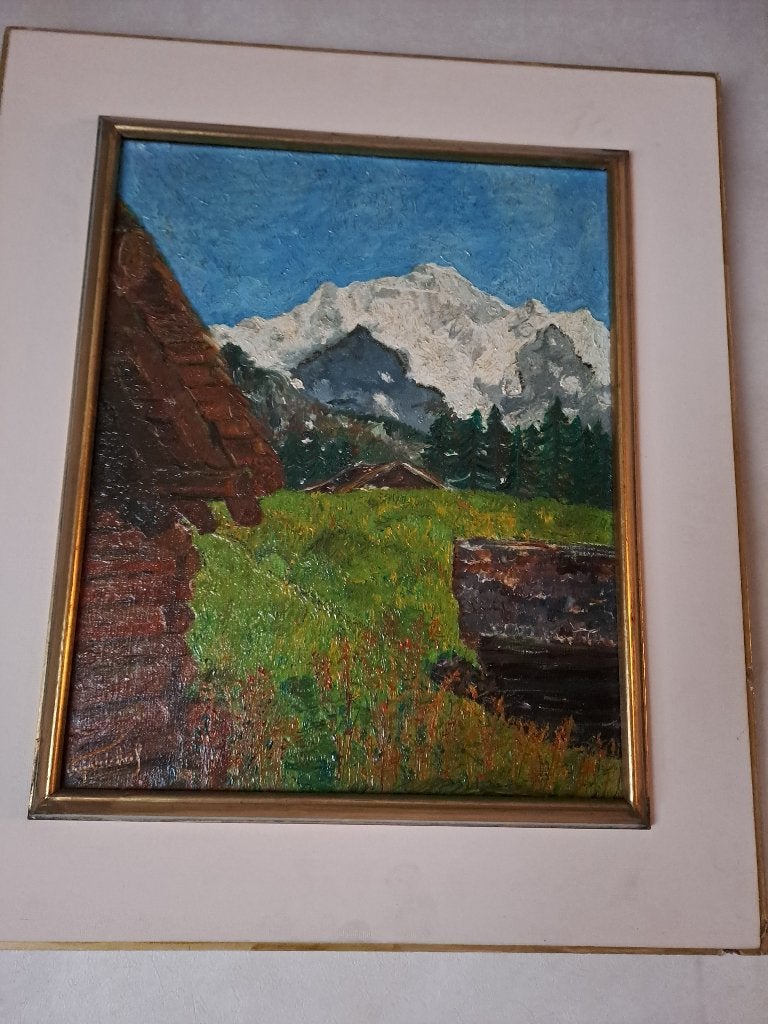 Schilderij Alpen, Enlèvement, Peinture