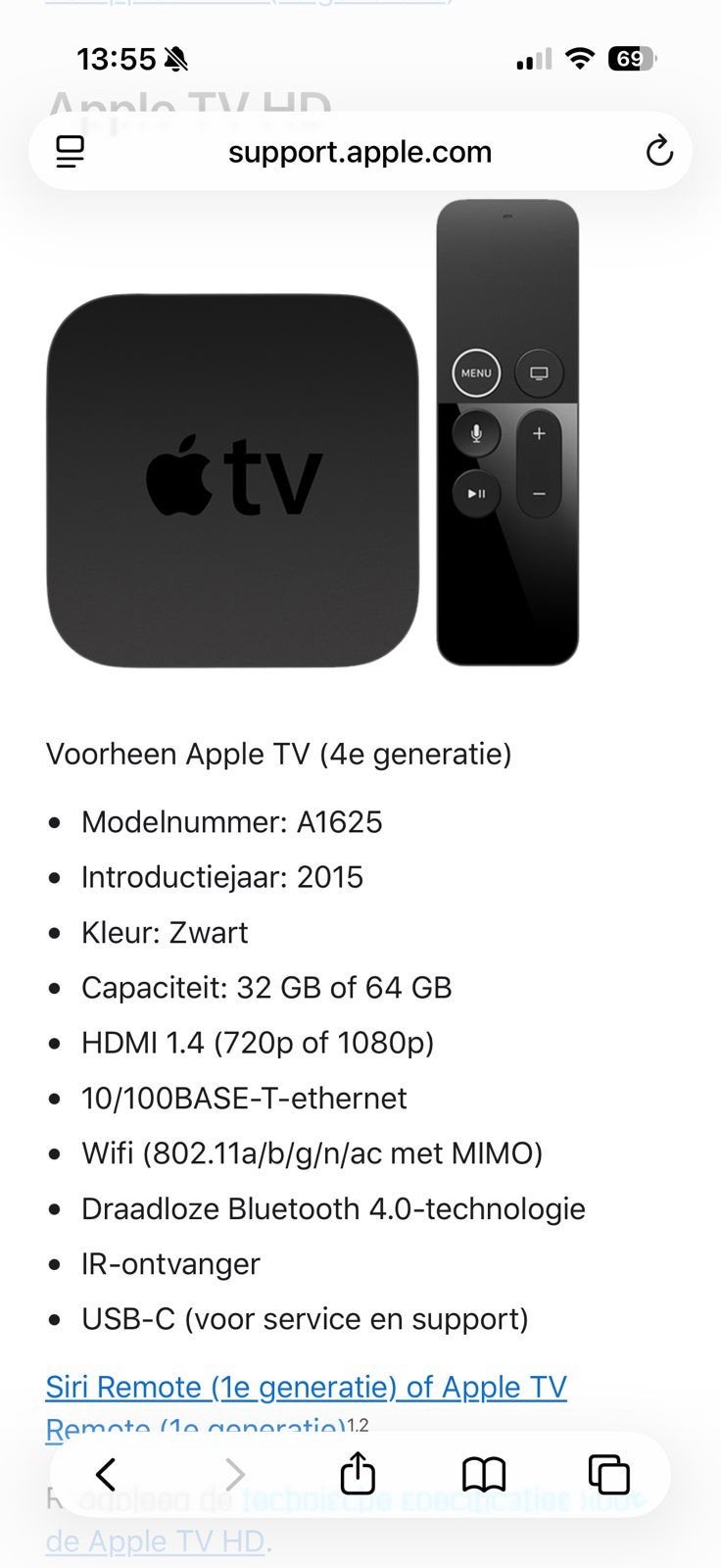 Apple tv met afstandsbediening 4e generatie, Ophalen, Gebruikt