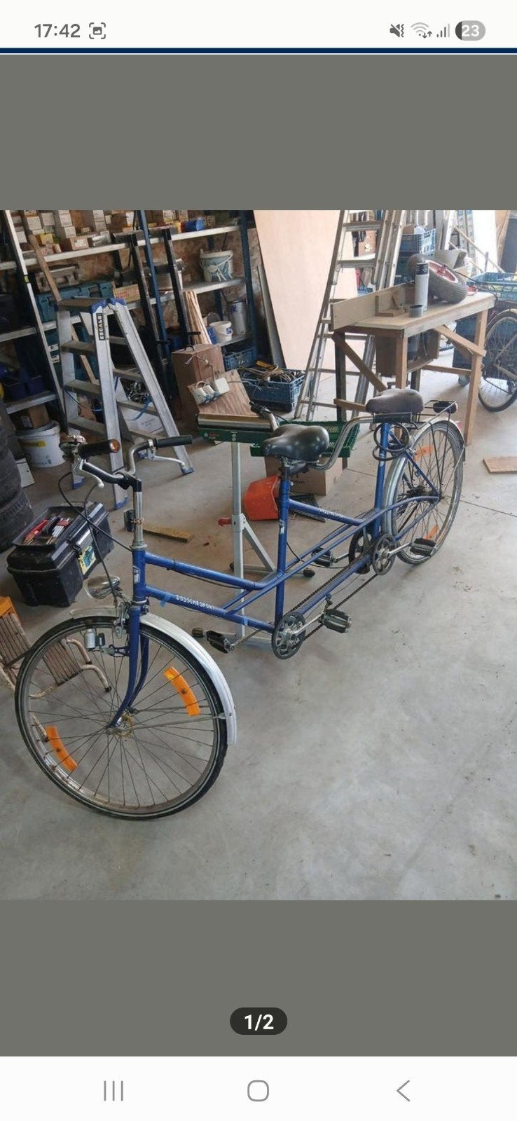 mooie blauwe tandem, Ophalen