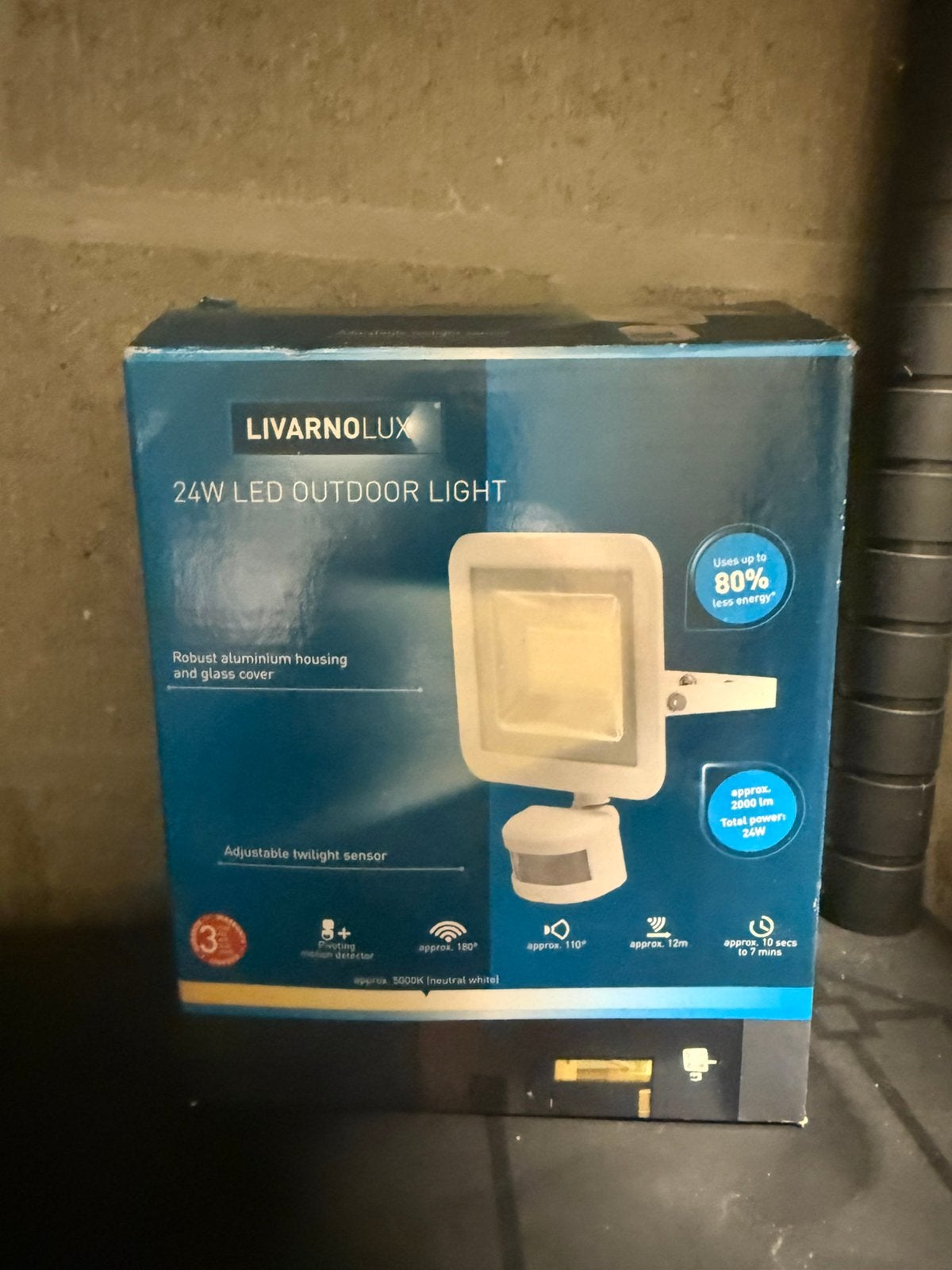 Livarno Lux 24W LED Buitenlamp met Bewegingssensor – Nieuw, Bricolage & Construction, Éclairage de chantier, Comme neuf, Enlèvement