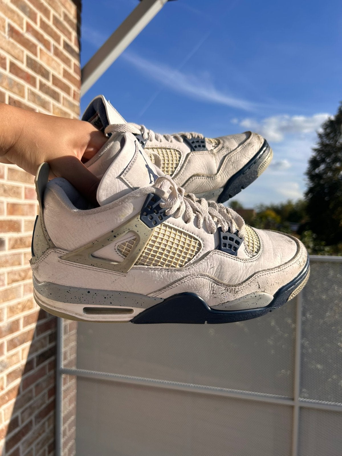 Air Jordan 4 Retro “Midnight Navy”, Wit, Ophalen of Verzenden, Sneakers, Gedragen