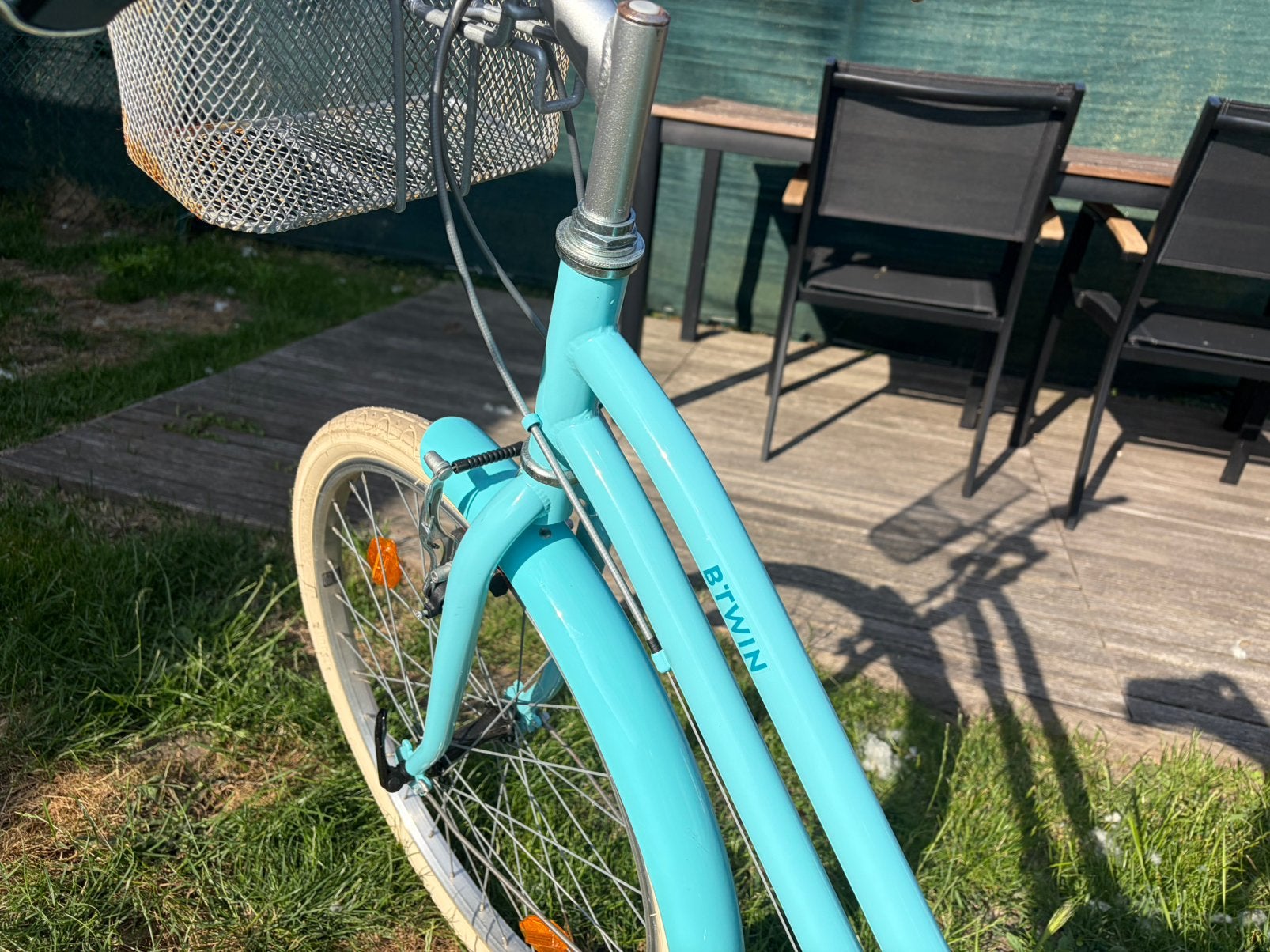 Blauwe kinderfiets te koop, Enlèvement, Utilisé, Frein à disque, 16 à 20 pouces
