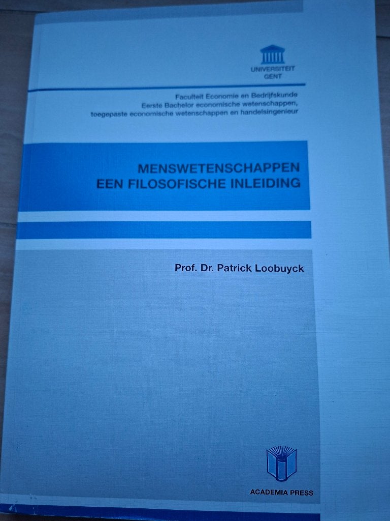 boek menswetenschappen een filosofische inleiding, Boeken, Ophalen of Verzenden, Zo goed als nieuw, Prof Dr Patrick Loobuyck