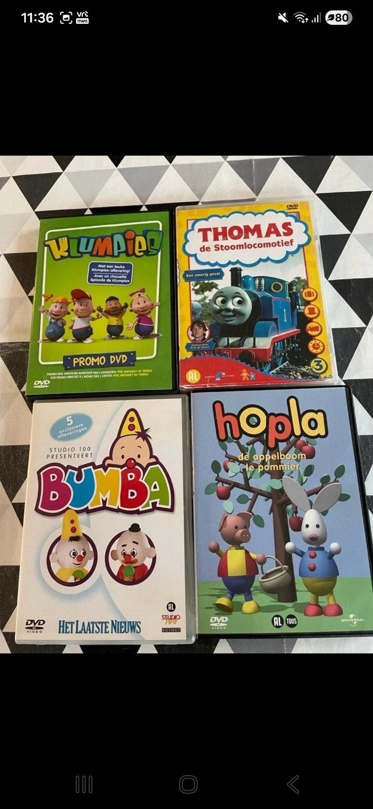 4 DVD's Hopla-Thomas-Bumba-Klumpjes, Ophalen of Verzenden
