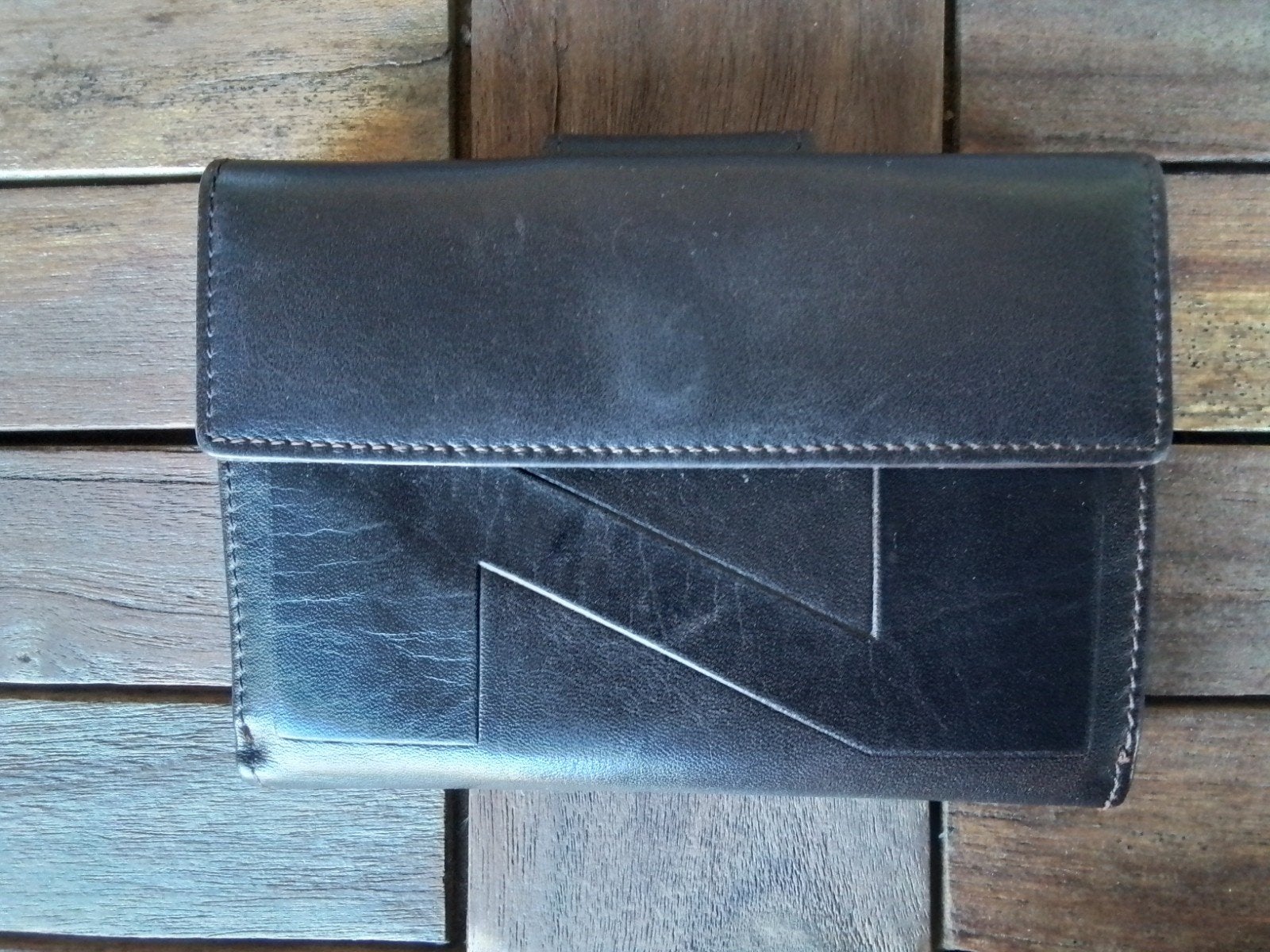 LEDEREN DONKERBRUINE NATHAN  - BAUME PORTEFEUILLE/PORTEMONNE, Handtassen en Accessoires, Gebruikt, Bruin, Leder, Ophalen
