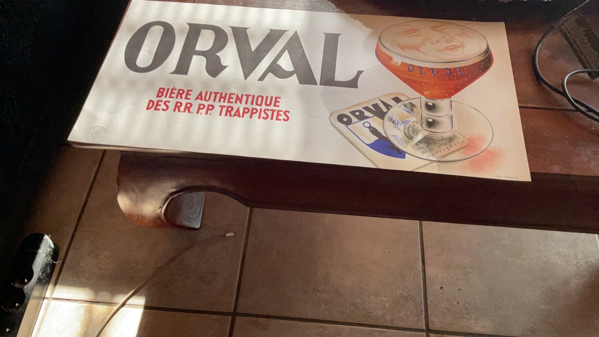 Affiche biere Orval, Envoi, Comme neuf, Panneau publicitaire