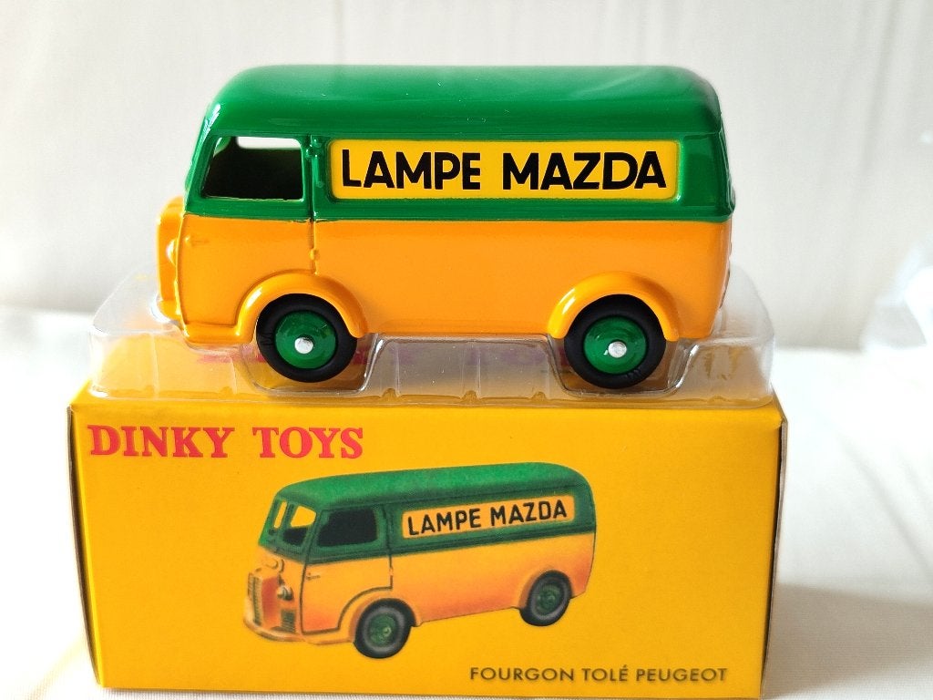 Dinky Atlas _ Peugeot Fourgon tôlé "Lampe Mazda" _ ref. 25B, Enlèvement ou Envoi, Comme neuf, Bus ou Camion, Dinky Toys