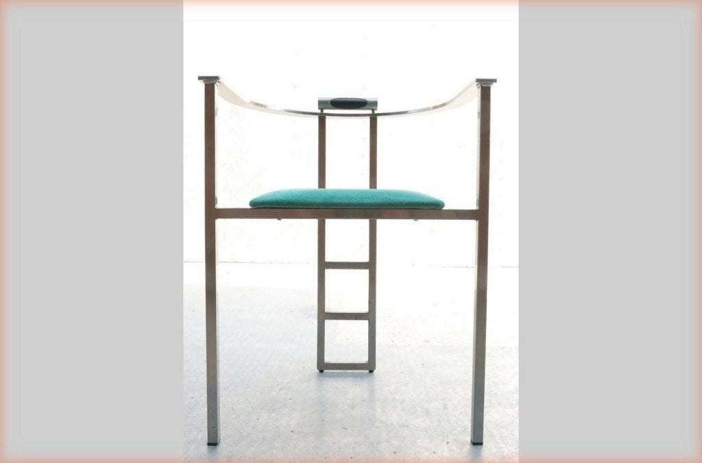 Memphis Style Belgo Chrom Chairs Stainless Steel Green, Ophalen