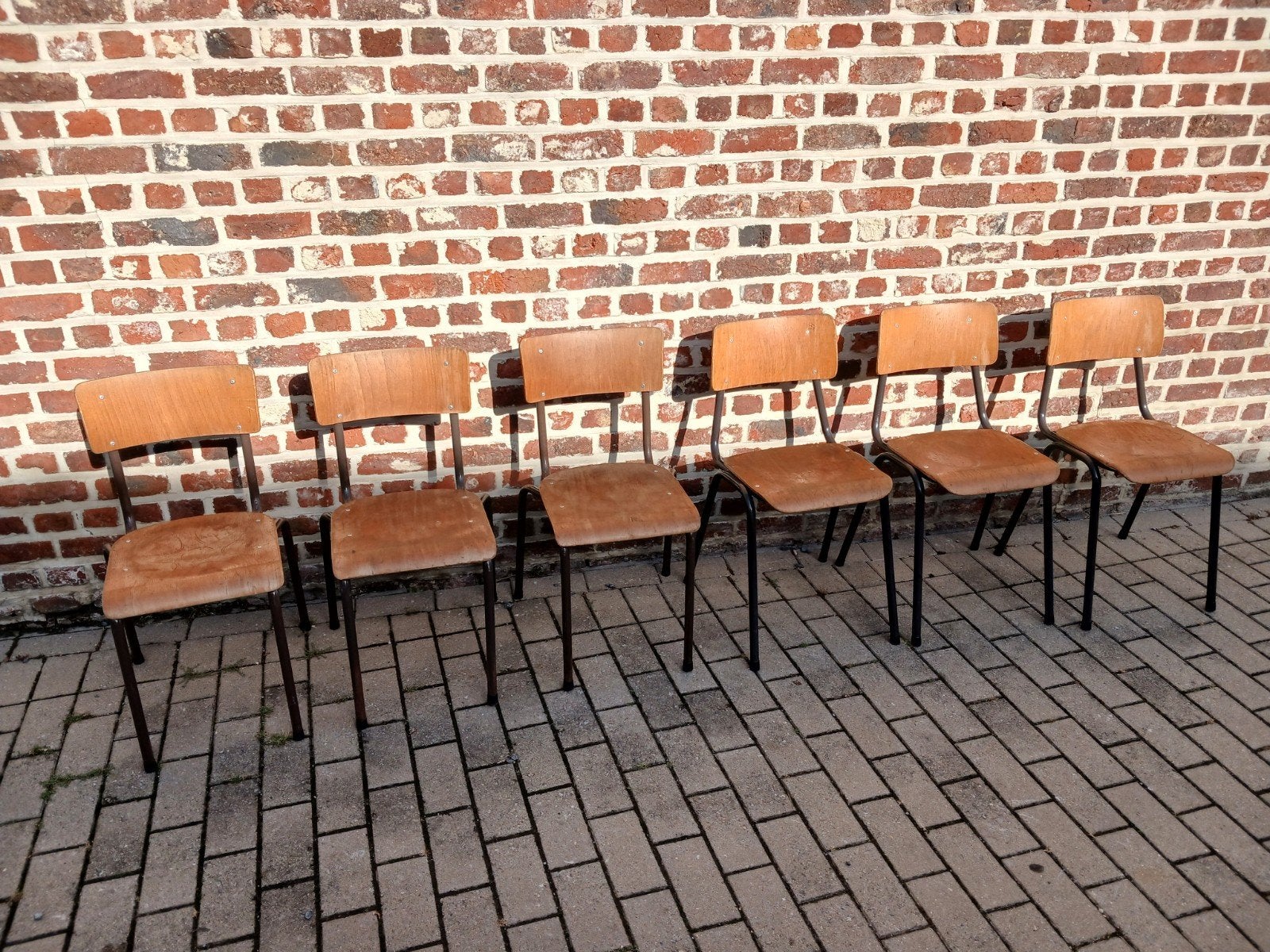 Vintage schoolstoelen, Maison & Meubles, Chaises, Enlèvement ou Envoi, Métal