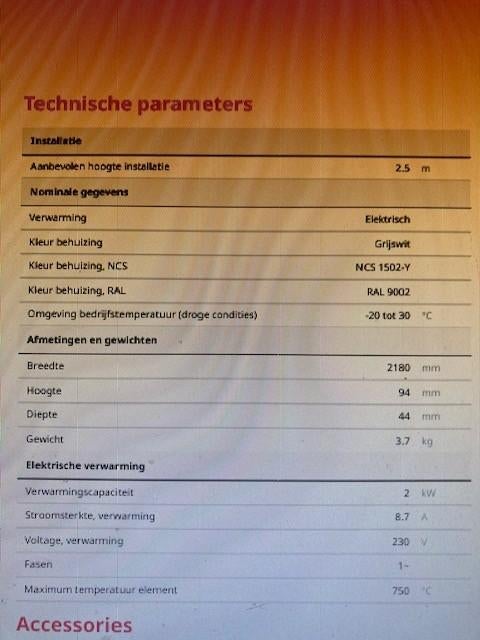 infrarood heater terrasverwarming professioneel Frico 2000w, Ophalen, Overige typen, 150 cm of meer, Zo goed als nieuw