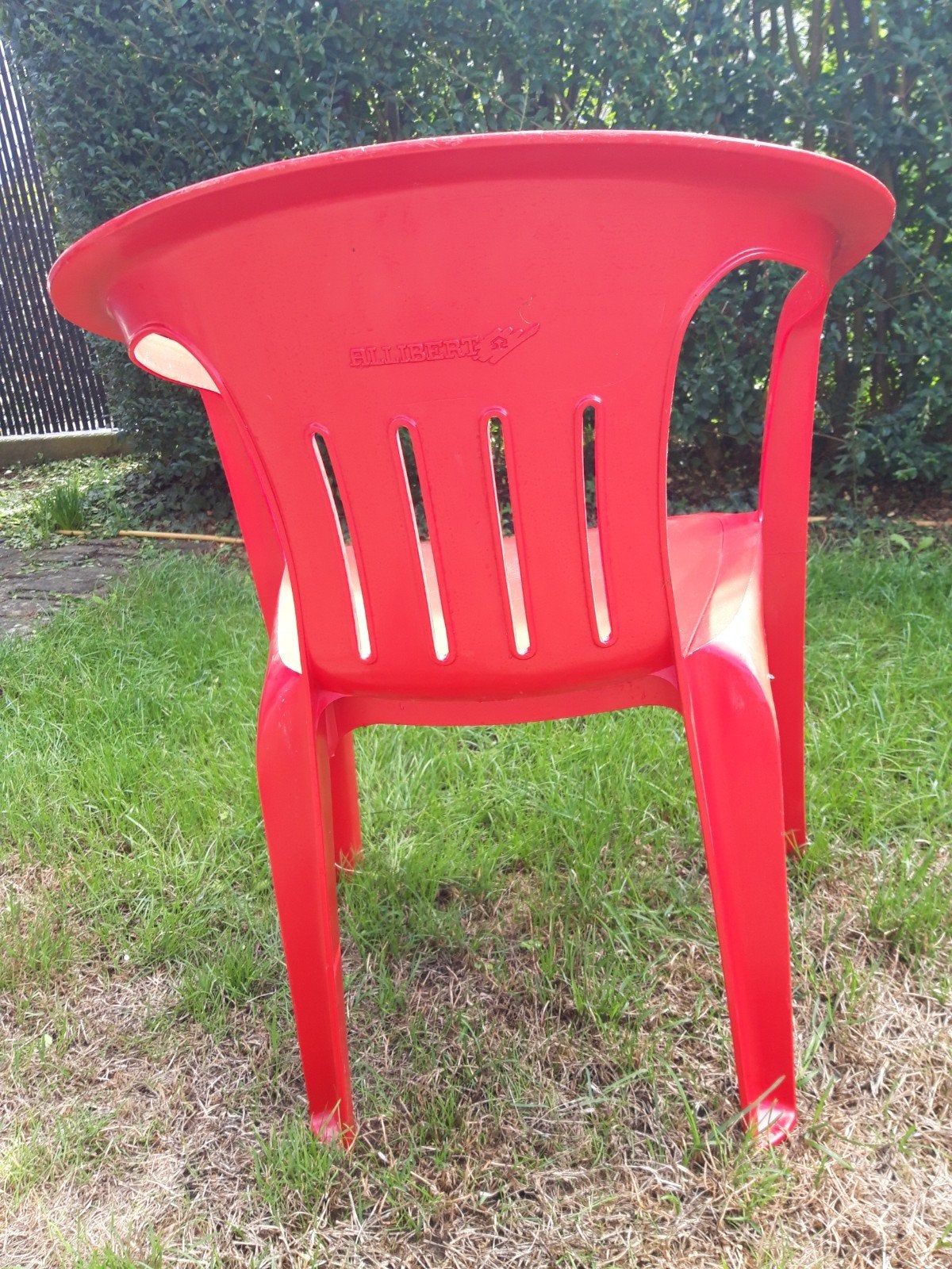 rode tuinstoel, Jardin & Terrasse, Chaises de jardin, Enlèvement, Comme neuf, Synthétique, Empilable