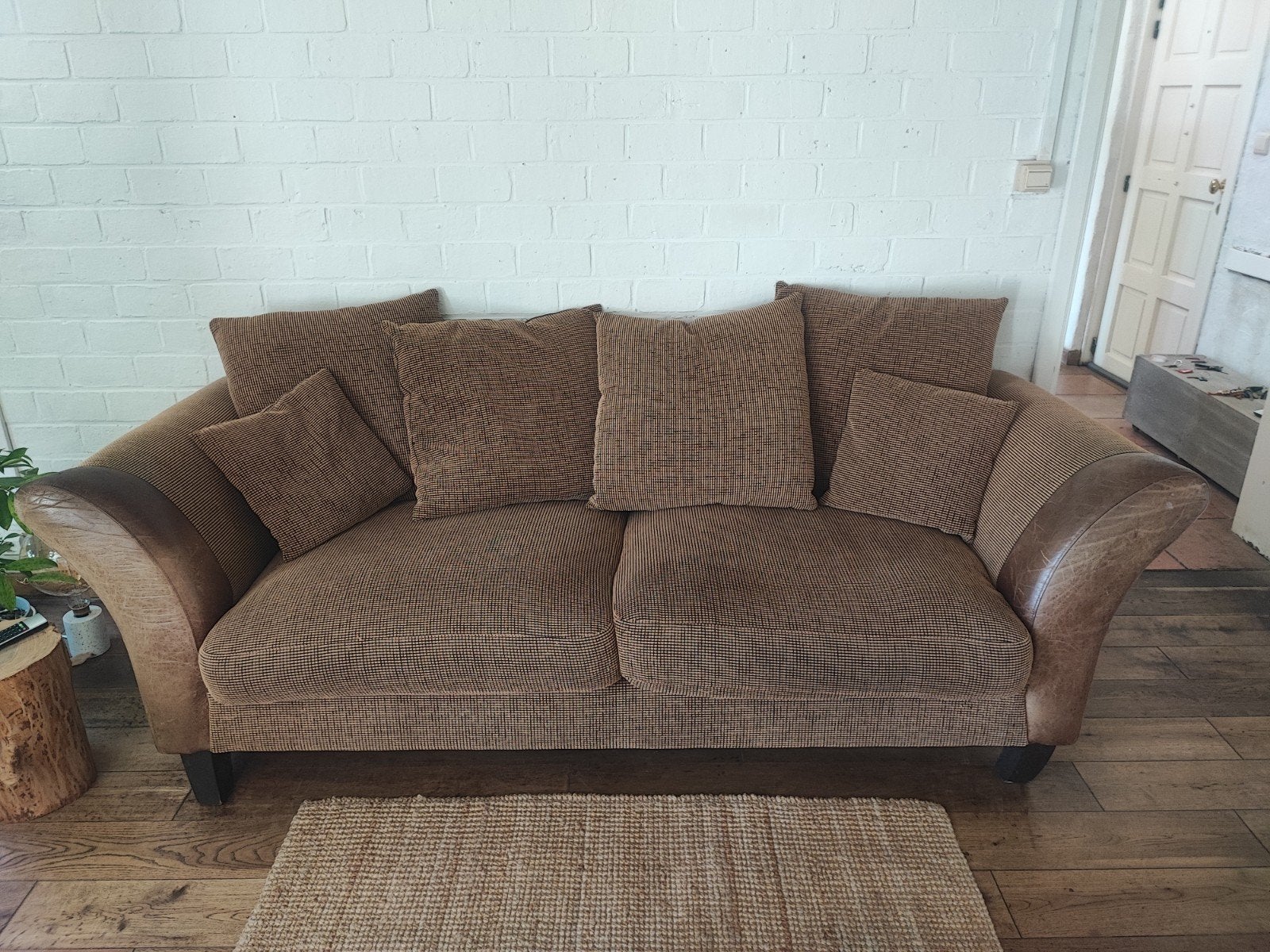 Mooie bruine zetel + fauteuil, Ophalen