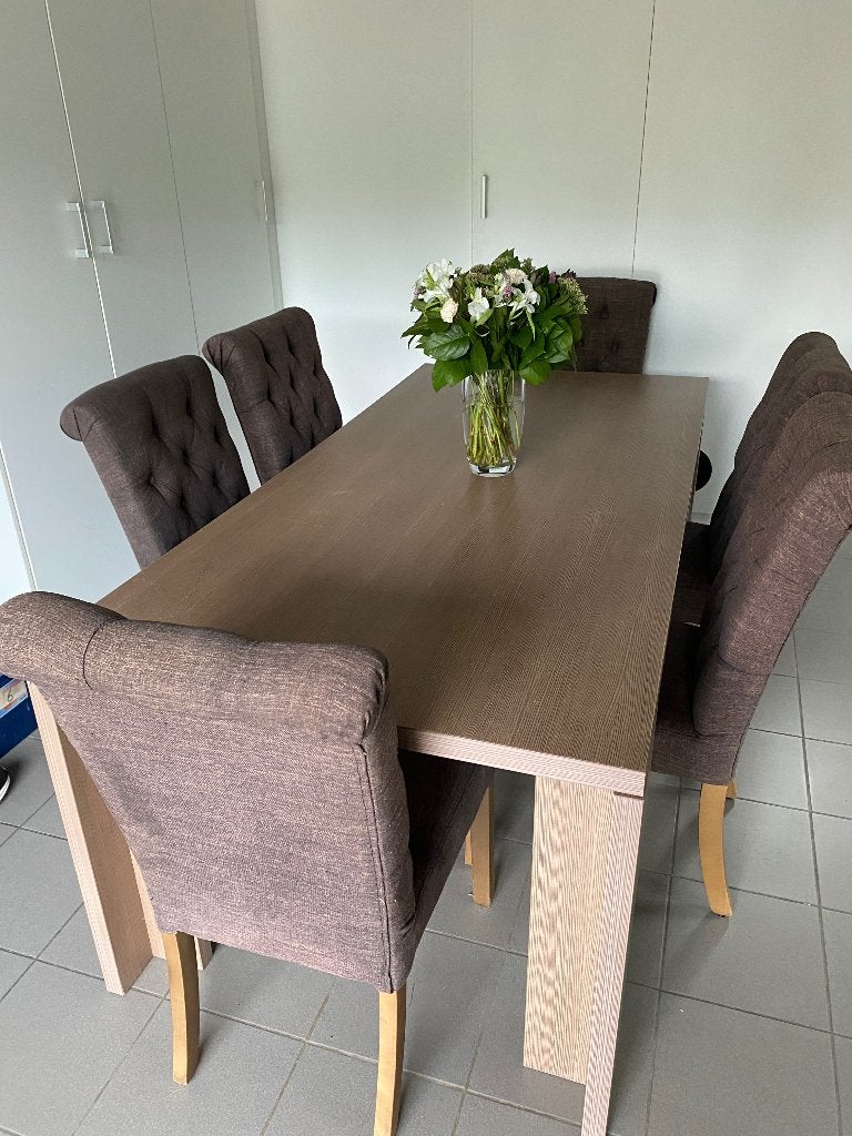 Eettafel met 6 stoelen, Ophalen, Gebruikt, Tijdloos, 4 tot 6 stoelen