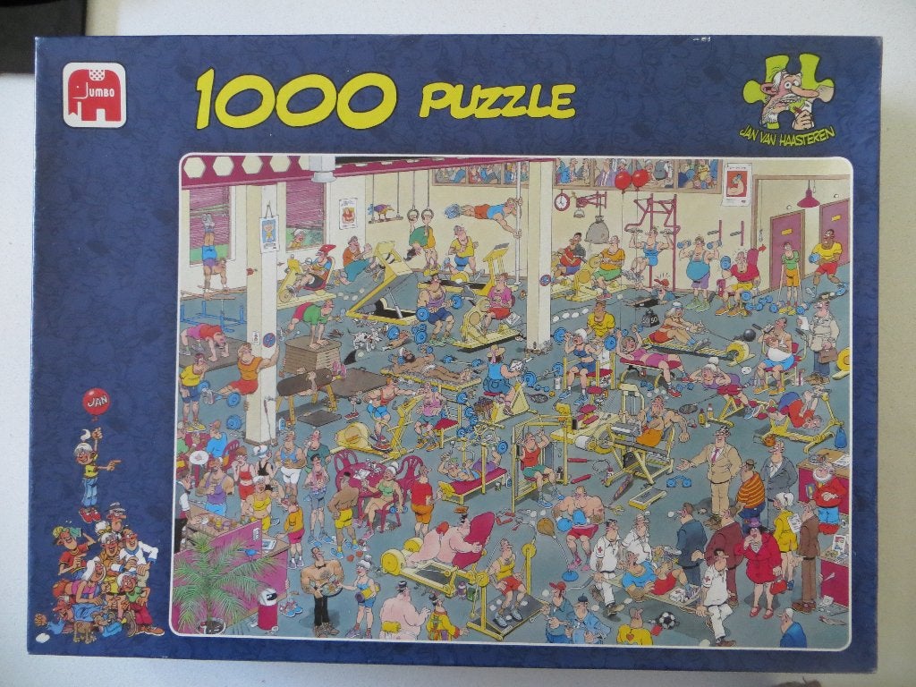 Puzzel Jan Van Haasteren  1,000 stukjes - At the Gym, Ophalen of Verzenden, 500 t/m 1500 stukjes, Gebruikt, Legpuzzel
