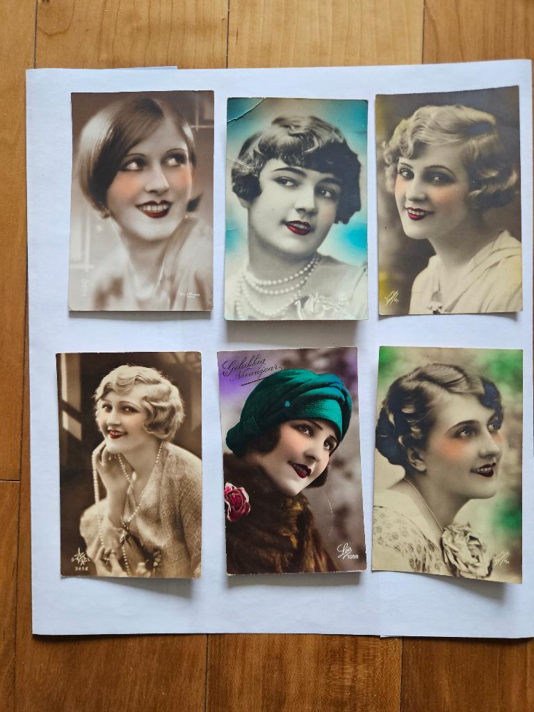 6 vintage prentkaarten, handgekleurde foto's jaren 1920, Diversen, Wenskaarten, Ophalen of Verzenden, Zo goed als nieuw