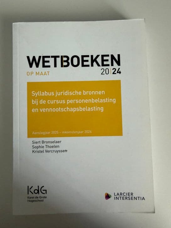 Syllabus juridische bronnen bij cursus personenbelasting, Ophalen of Verzenden, Zo goed als nieuw