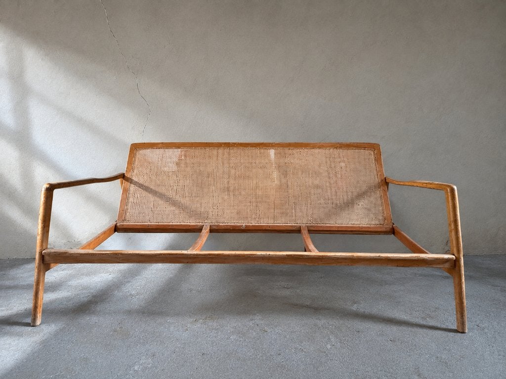 Vintage zetel 2,5 a 3-zit (opknapproject) in Deense stijl, Huis en Inrichting, Ophalen, Gebruikt, Vintage Deense/Parker Nordic-stijl (namaak)