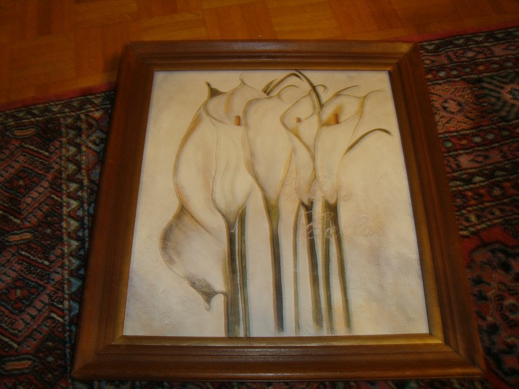 Oleografie met Aronskelken., Ophalen