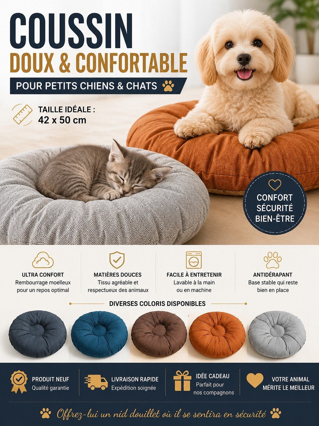 Neuf coussin  42x50 cm  petits chiens ou chat, Enlèvement ou Envoi