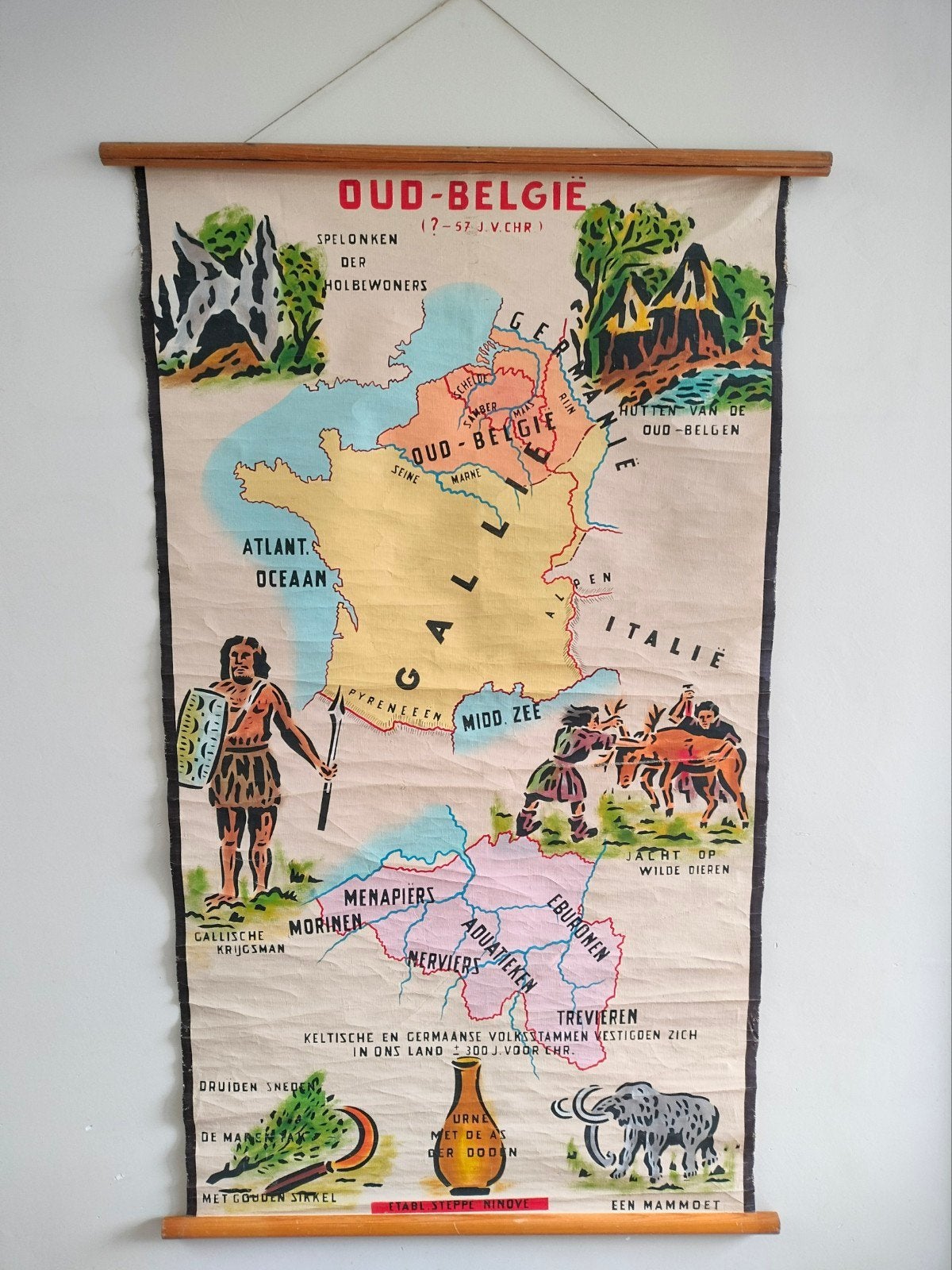 Vintage schoolplaat Oud Belgie Steppe Ninove, Ophalen
