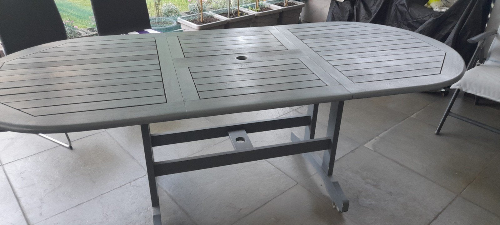 jardin, terrasse, table ovale extensible, Enlèvement, Utilisé, Ovale, Bois