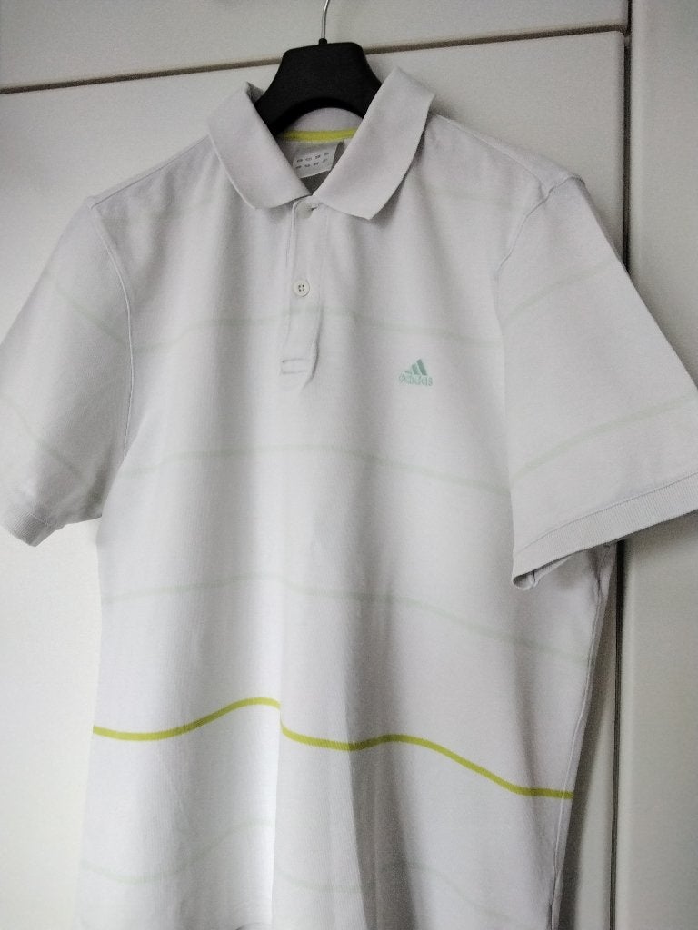 Polo ADIDAS hommes petites manches 100% coton /T. L., Enlèvement ou Envoi, Adidas, Blanc, Taille 52/54 (L)