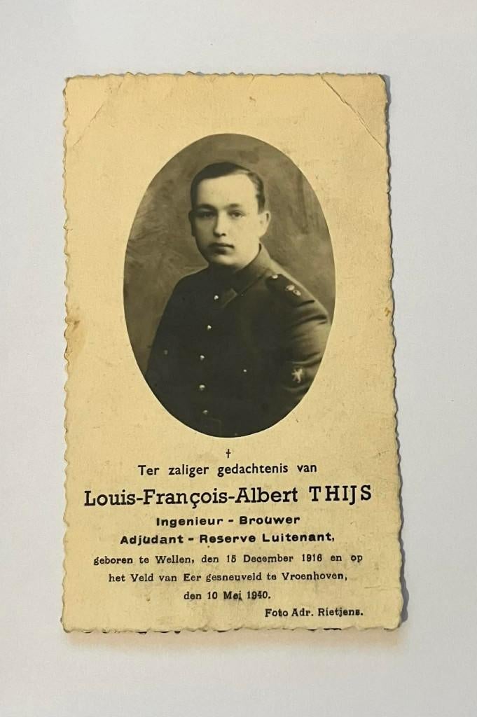 Louis Thijs 10 mei 1940 Wellen +Vroenhoven WWII WOII, Verzamelen, Bidprentjes en Rouwkaarten, Ophalen of Verzenden, Bidprentje