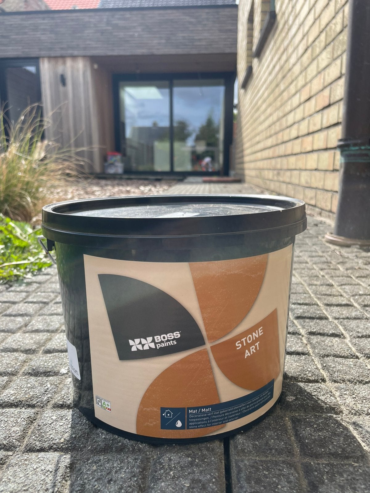B-BOSS stone art structuur verf - Rewind Cream - 4L, Bricolage & Construction, Neuf, Moins de 5 litres, Beige, Enlèvement