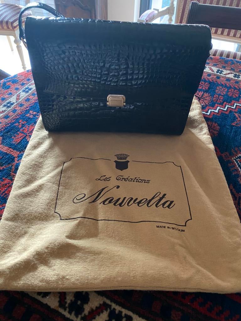 Sac à main Bidente en croco, Enlèvement ou Envoi, Utilisé, Noir, Sac à main