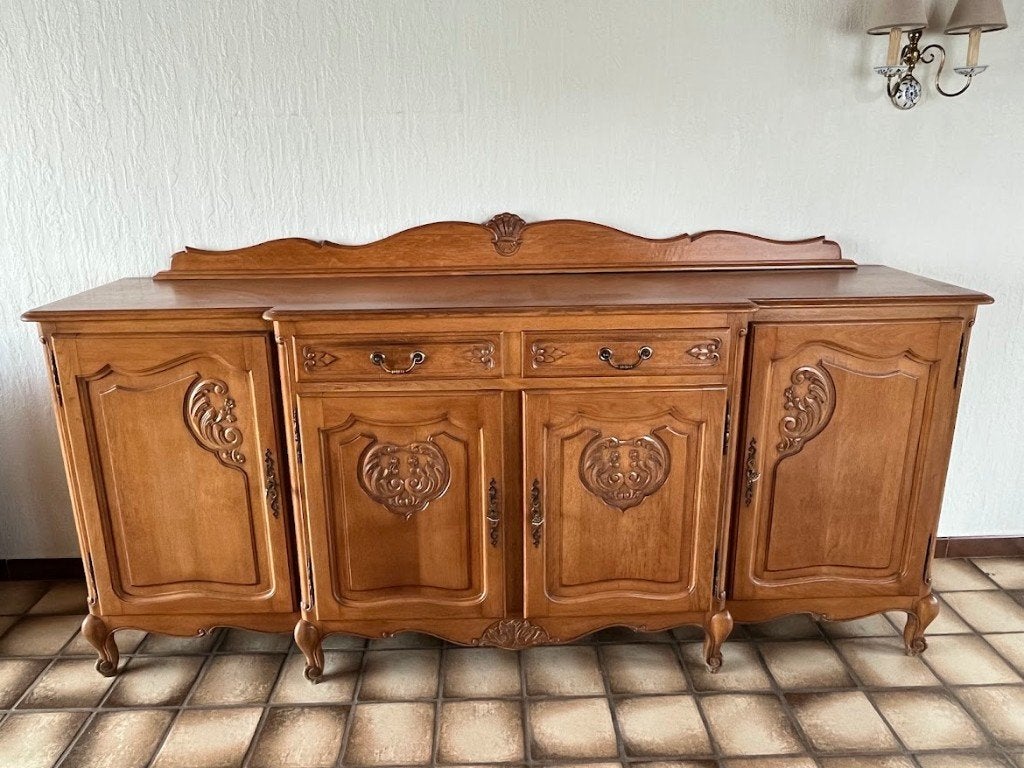 Houten massief eiken dressoir, Huis en Inrichting, Kasten | Dressoirs, Ophalen, Zo goed als nieuw, Eikenhout, Met lade(s)