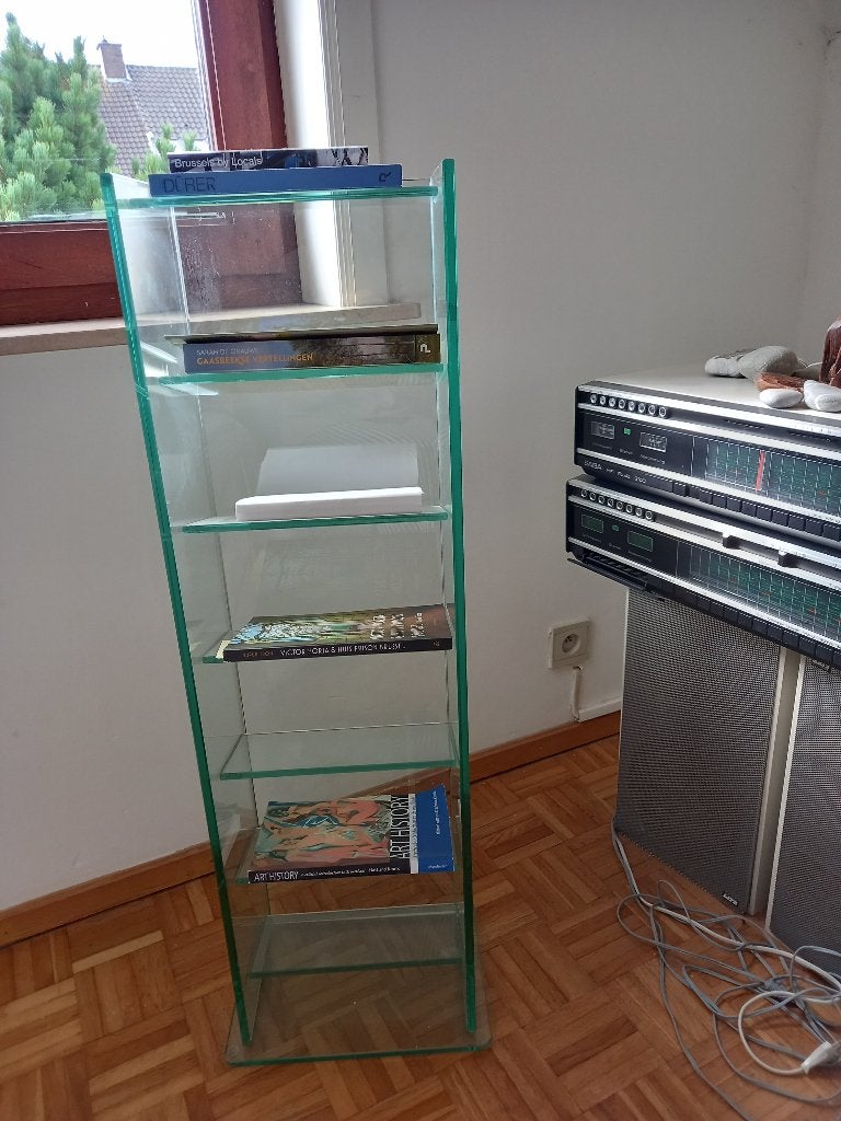 Glazen CD-rekje, Huis en Inrichting, Ophalen, 150 discs of meer, Cd's, Glas