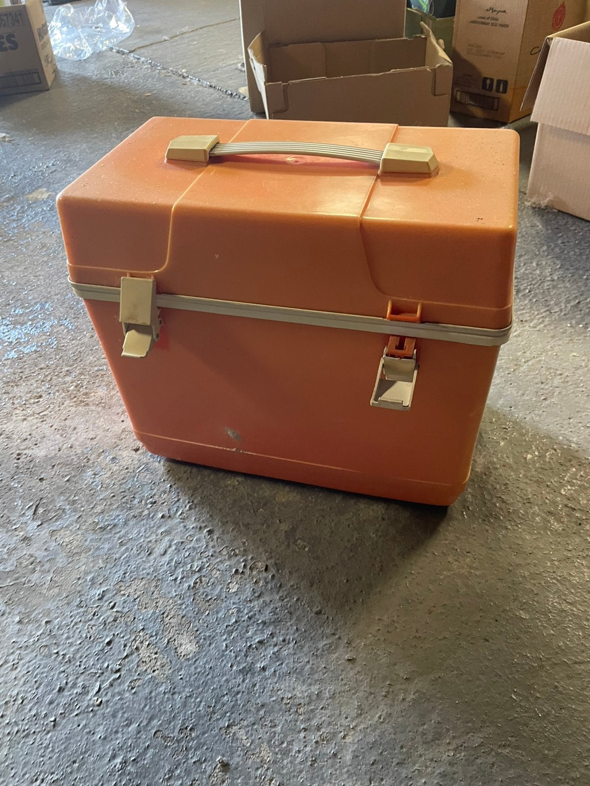 Vintage oranje koelbox, Caravans en Kamperen, Ophalen, Gebruikt, Koelbox