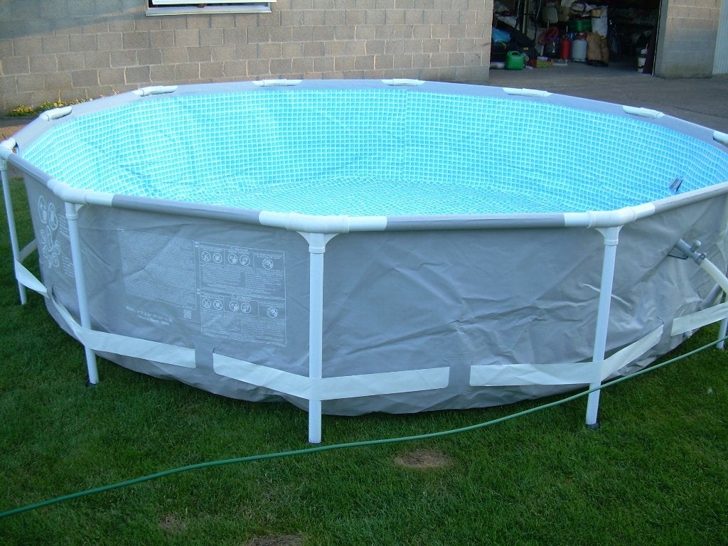 zwembad voor in de tuin merk intex 366cm doormeter 76cm hoog, Ophalen, Minder dan 80 cm, Rond, 300 cm of meer