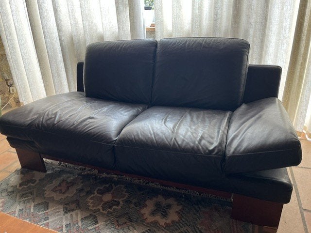 Canapé cuir brun, côtés relevables., Huis en Inrichting, Zetels | Zetels, Ophalen, Gebruikt, 150 tot 200 cm, Tweepersoons