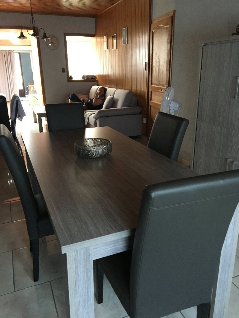 Table + 4 chaises, Ophalen, 50 tot 100 cm, Zo goed als nieuw, 150 tot 200 cm