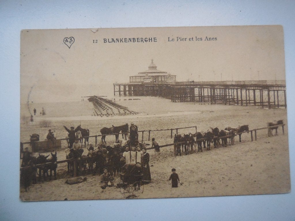 postkaart Blankenberge Pier ezeltjes, Ophalen of Verzenden, Voor 1920, Gelopen, West-Vlaanderen