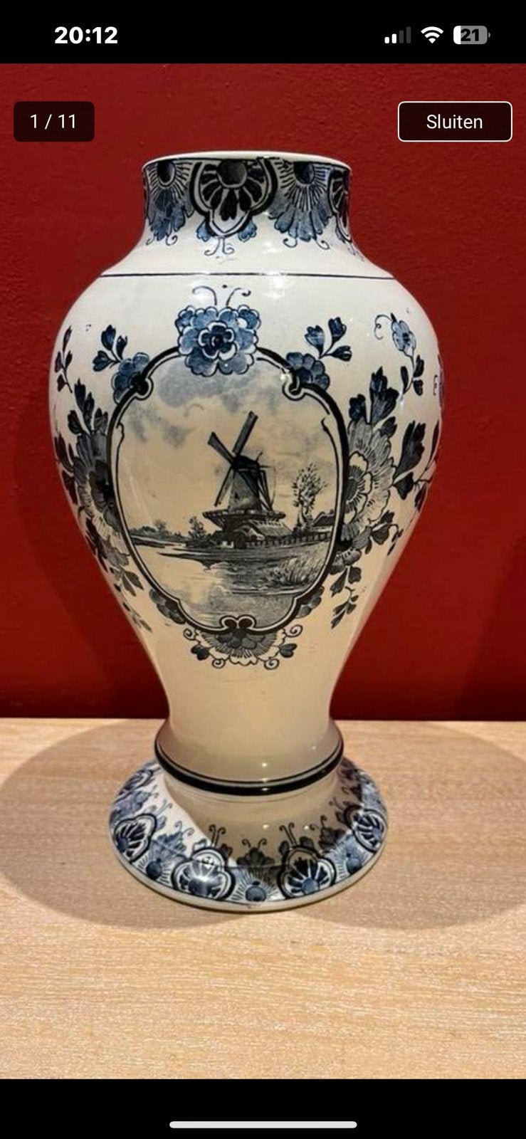 Zeer oude vaas Delfts hoogte 26 cm, Antiek en Kunst, Ophalen of Verzenden