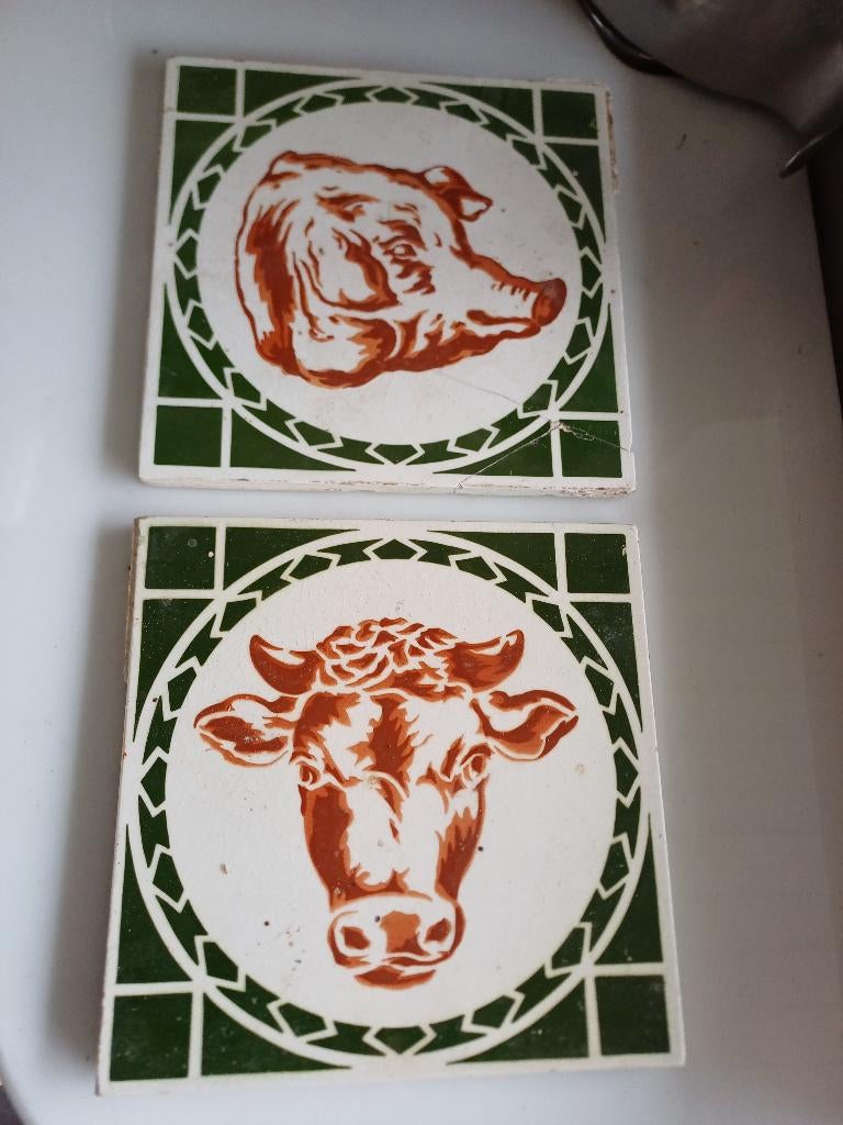 Oude beenhouwerij tegels, Antiek en Kunst, Curiosa en Brocante, Ophalen
