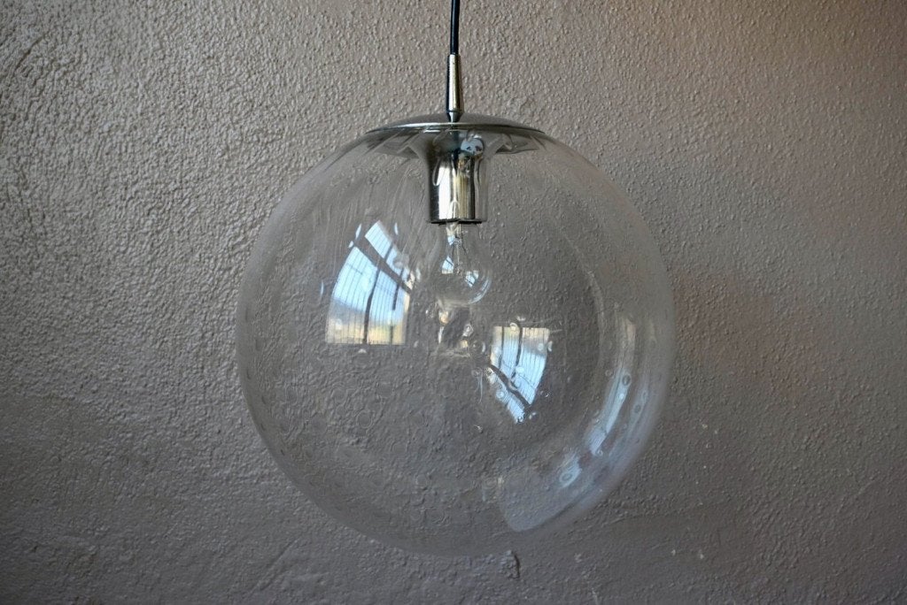 Suspension globe verre bullé Raak Amsterdam Space Age 1968, Autres culots, Verre, Vintage, Comme neuf