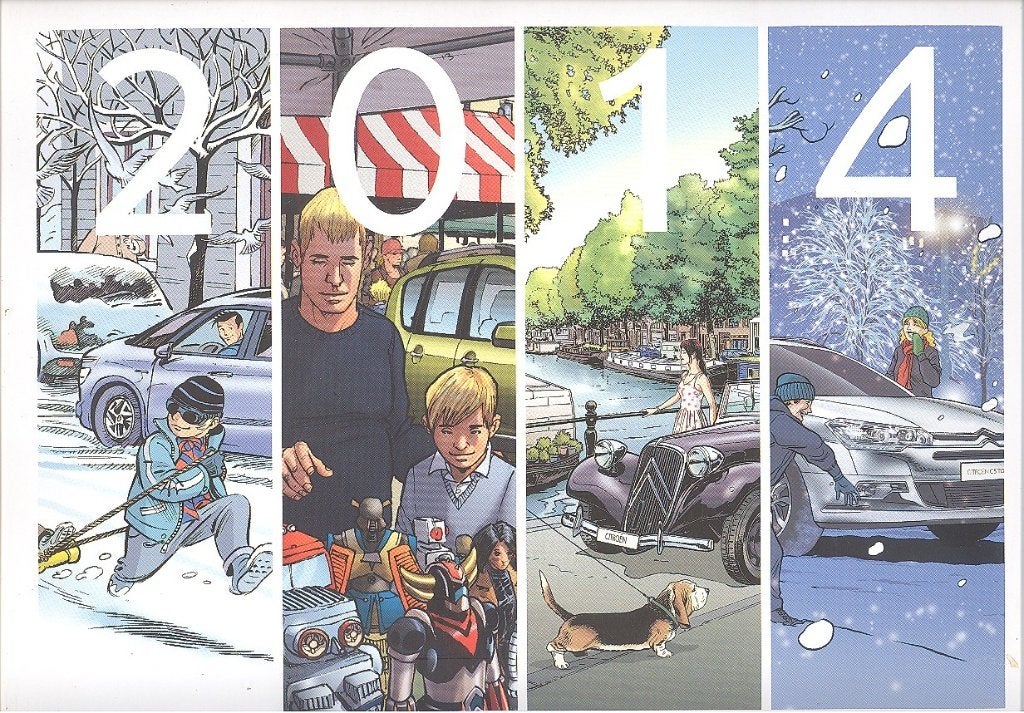 Prachtige Citroën kalender 2014 - stripauteurs., Eén stripboek, Ophalen of Verzenden, Zo goed als nieuw
