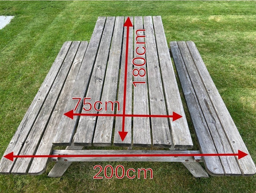Picknicktafel, Tuin en Terras, Ophalen, Gebruikt, Rechthoekig, Hout